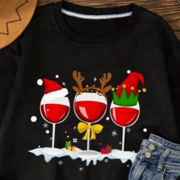 Holiday Cheer🍷! Black Holiday Sweatshirt - Picture 4 of 4
